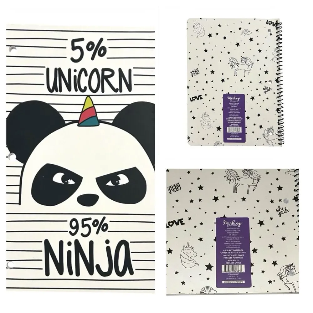 3x Markings by C.R. Gibson 1 Subject Wide Ruled Notebook 70 Pages Each